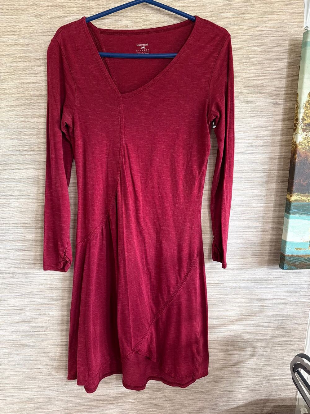 Horny Toad Maroon Long sleeve asymmetrical Dress women's size XS